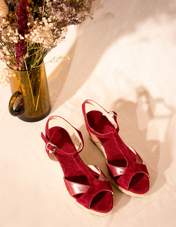 Espadrilles Cuir Daim Pourpre PALOMBAGGIA