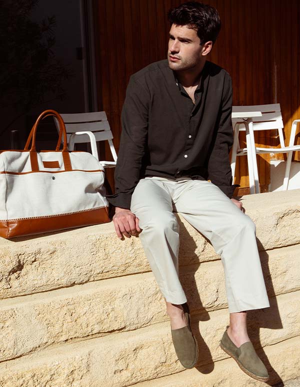 Espadrilles Cuir Daim Kaki BIG SUR