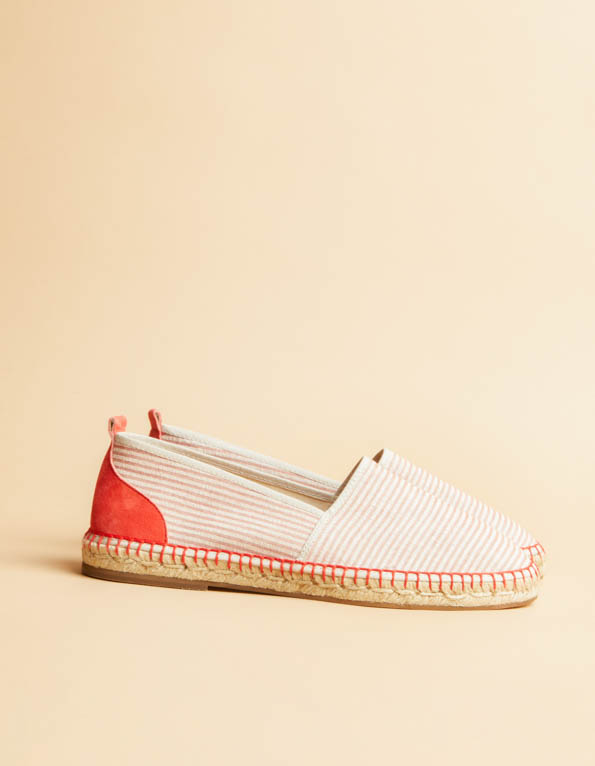 Espadrilles Toile Rayée Rouge ESTACADE