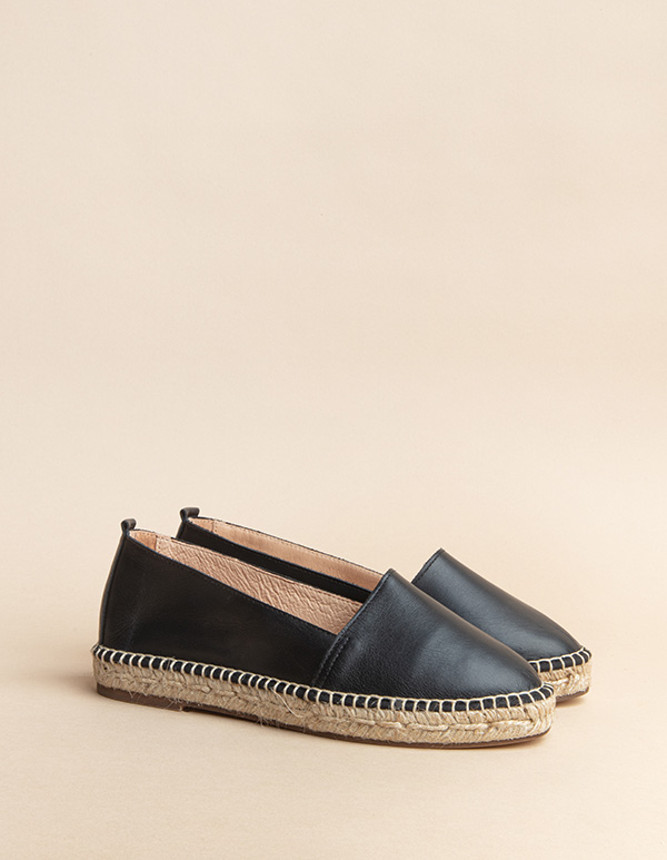 Espadrilles Cuir Noir LYONNAISE cuir