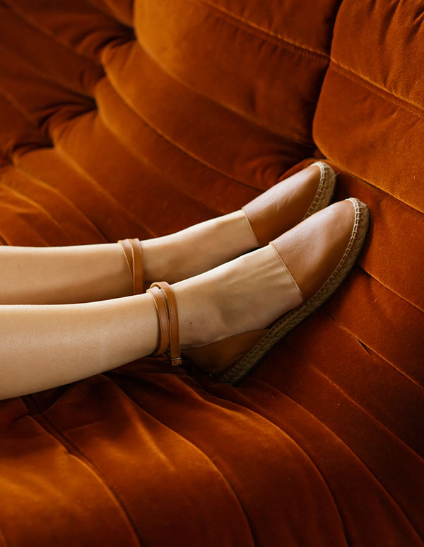 Espadrilles Cuir Camel CALVI