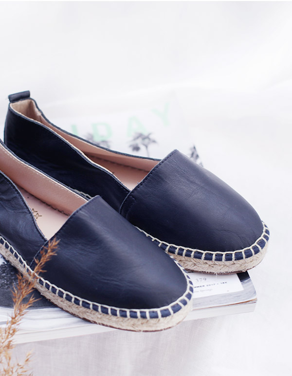 Espadrilles Cuir Marine LYONNAISE cuir