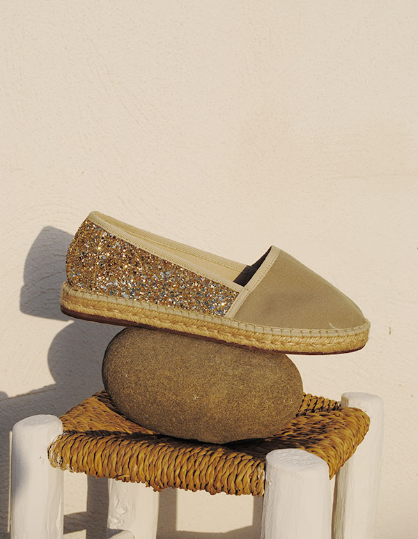 Espadrilles Paillettes, Toile Gris ST TROP’