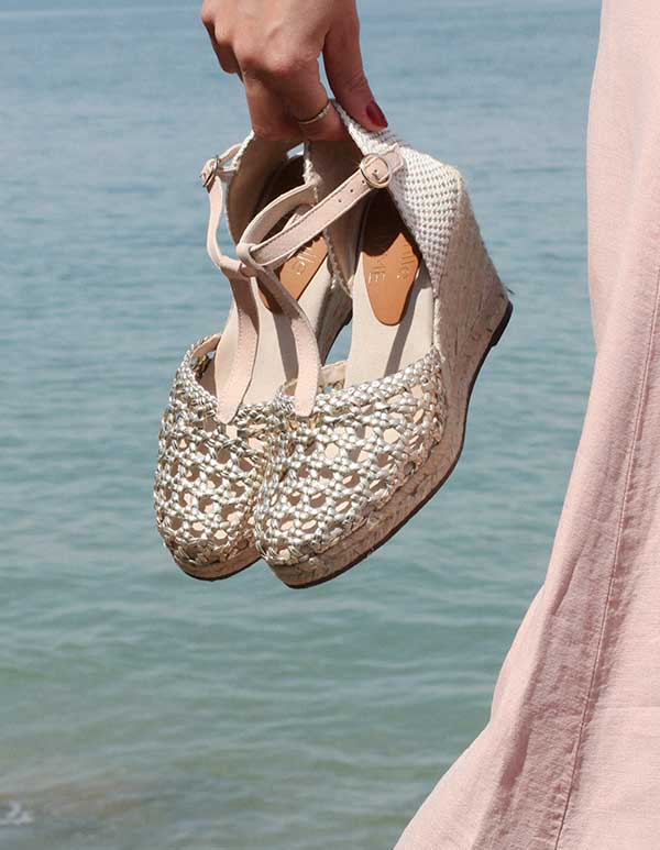 Espadrilles cuir tressé doré MAGE MERVEILLEUSE