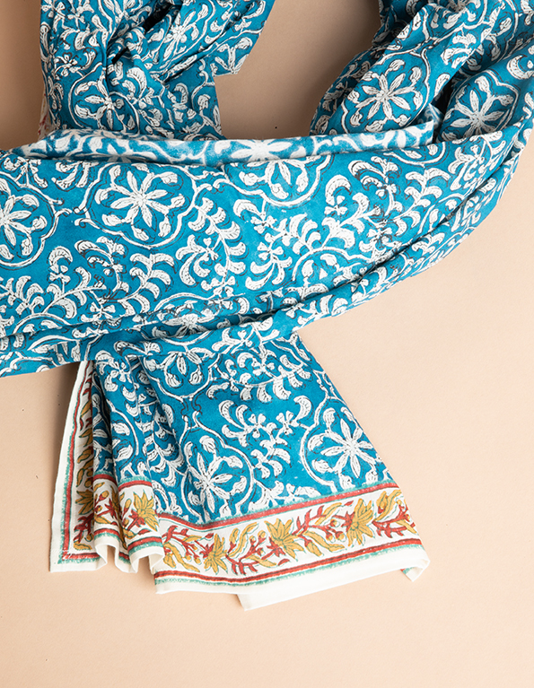 Espadrilles coton imprimé bleu écru PARÉO JAIPUR