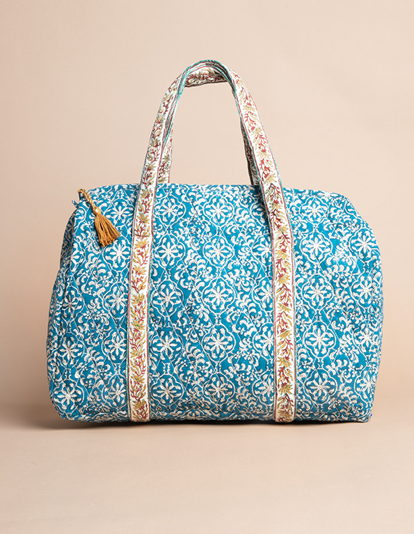 Espadrilles coton imprimé bleu écru SAC WEEK-END JAIPUR