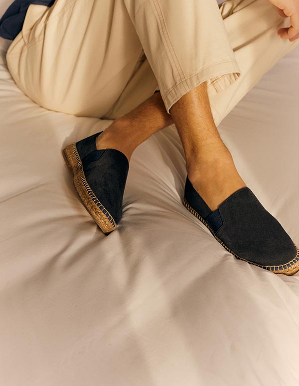 Espadrilles Cuir Daim Marine BIG SUR