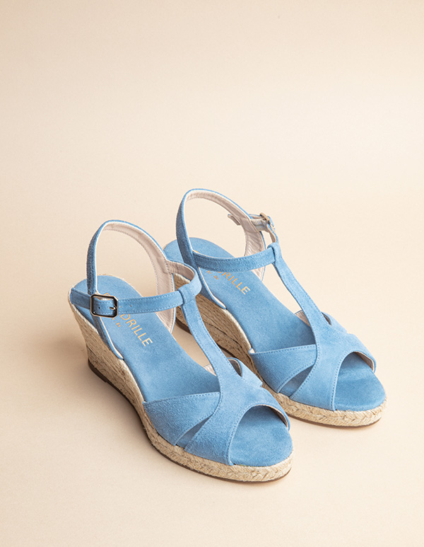 Espadrilles Cuir Daim Bleu PALOMBAGGIA