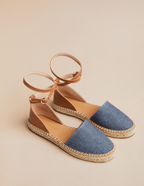 Espadrilles Cuir, Toile Jean CALVI