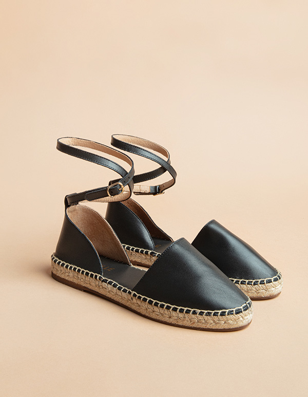 Espadrilles Cuir Noir CALVI