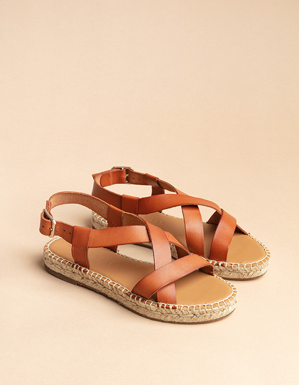 Espadrilles Cuir Marron MYKONOS