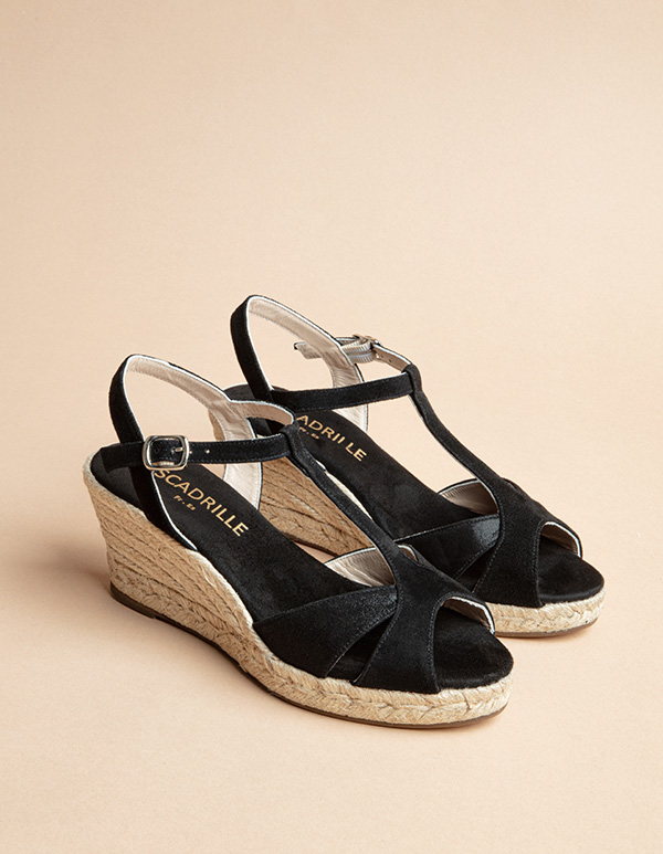 Espadrilles Cuir Daim Noir PALOMBAGGIA