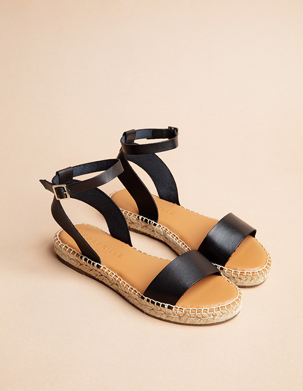 Espadrilles Cuir Noir RIOJA