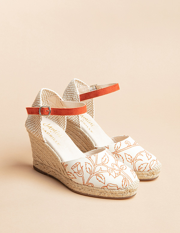 Espadrilles Toile, TOILE JAMINI Terracotta UDAIPUR bride