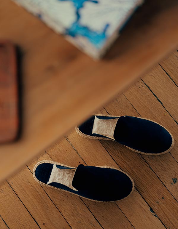Espadrilles Cuir Daim Marine COPENHAGUE