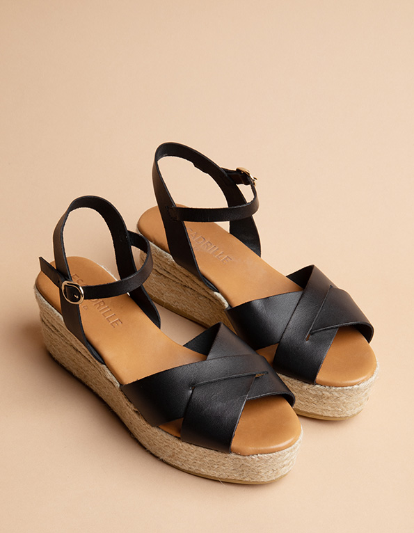 Espadrilles Cuir Noir CORDOUE