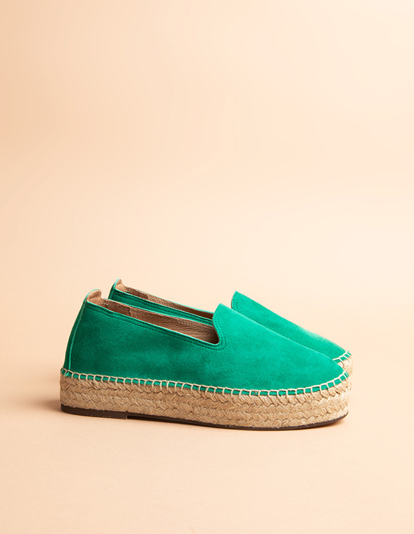 Espadrilles Cuir Daim Vert TAORMINA