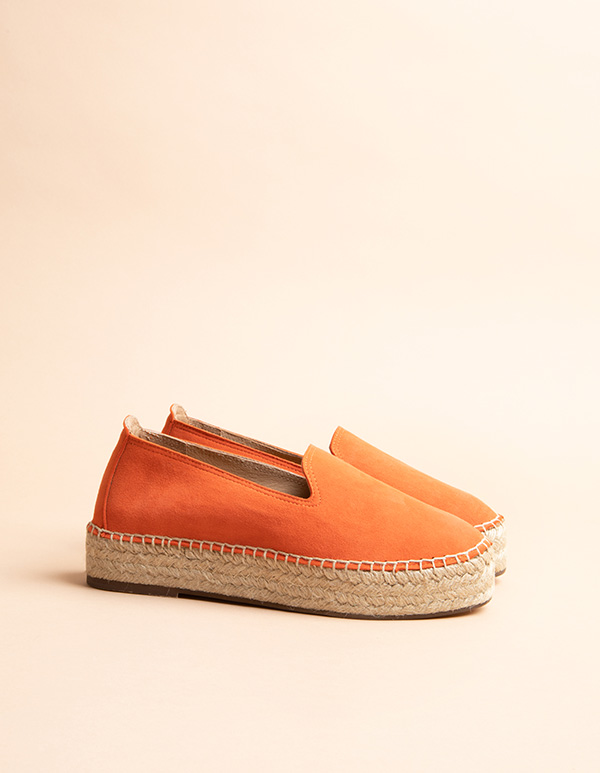 Espadrilles Cuir Daim orange TAORMINA