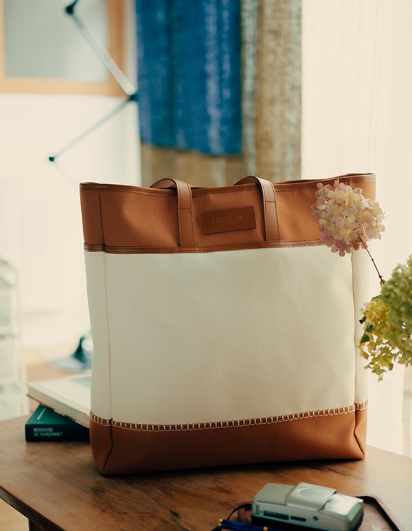 Espadrilles Cuir, Toile camel LE CABAS