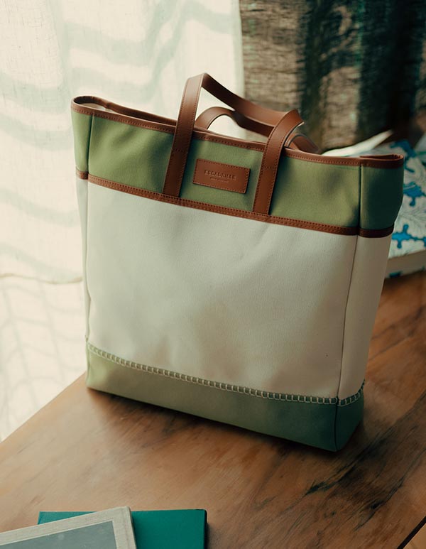 Espadrilles Cuir, Toile Kaki LE CABAS